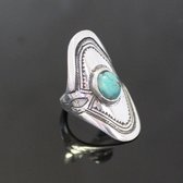 Ethnic Marquise Ring Sterling Silver Jewelry Turquoise Engraved Tuareg Tribe Design 53