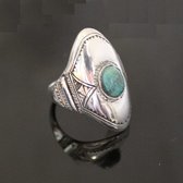 Ethnic Marquise Ring Sterling Silver Jewelry Turquoise Engraved Tuareg Tribe Design 54