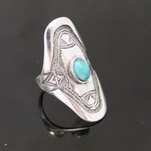 Ethnic Marquise Ring Sterling Silver Jewelry Turquoise Engraved Tuareg Tribe Design 57