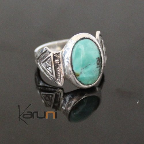 Marquise Ring Sterling Silver Jewelry Turquoise Engraved Tuareg Tribe Design 71