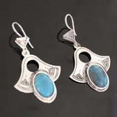 Ethnic Earrings Sterling Silver Jewelry Silver Drops Turquoise Tuareg Tribe Design 66