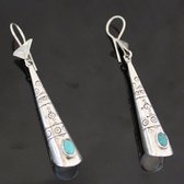 Ethnic Earrings Sterling Silver Jewelry Silver Drops Turquoise Tuareg Tribe Design 67