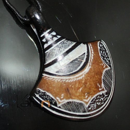 Ethnic Tuareg Jewelry Necklace Pendant Soap Stone Engraved 94
