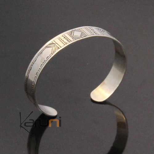 Ethnic Cuff Bracelet Sterling Silver Concave Jewelry Engraved Tuareg Tribe Design 02
