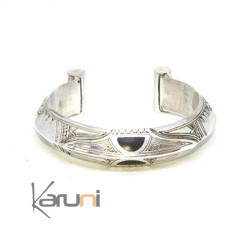 Silver ebony touareg bracelet