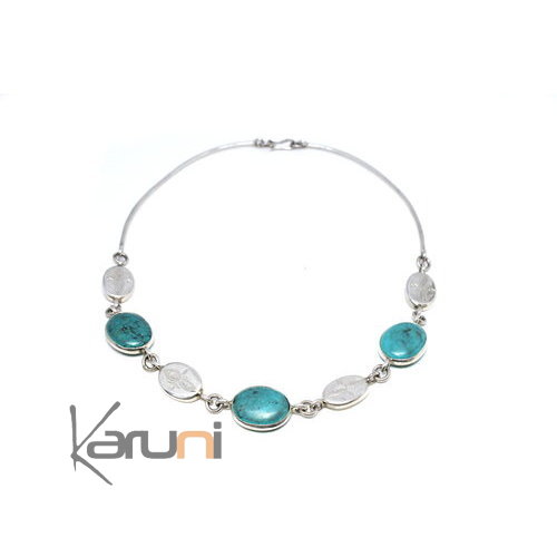 Ethnic Necklace Sterling Silver Jewelry Karuni design Turquoise