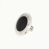 Circle silver ebony ring