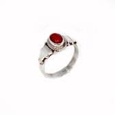 Silver red Agath ring