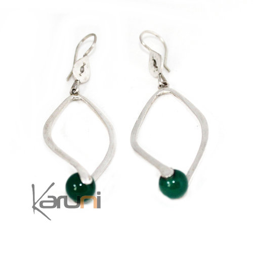Silver green agath earrings