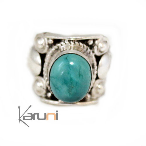Nepalese Turquoise Silver Ring 1001