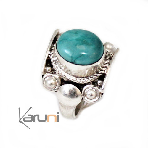 Nepalese Turquoise Silver Ring 1001