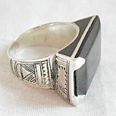 Ethnic Diamond Ring Sterling Silver Jewelry Ebony Tuareg Tribe Inpired Design b