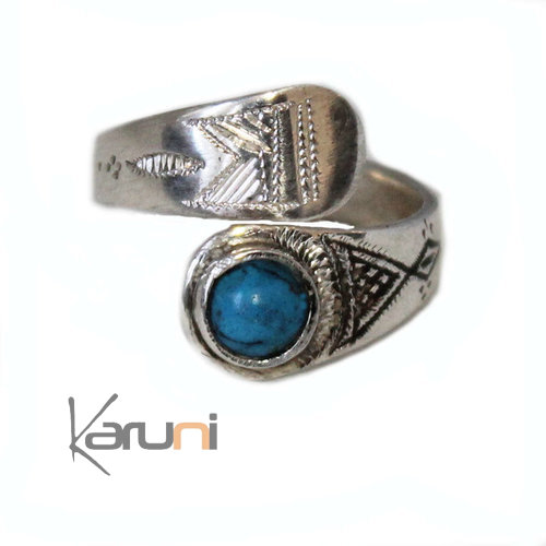 Ethnic Turquoise Ring Sterling Silver 1069