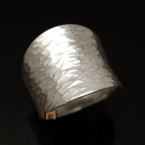 Tuareg Ring Wide Hammered Karuni Inspiration in Silver 93
