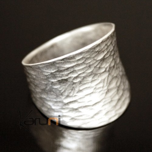 Ethnic Jewelry Ring Sterling Silver Large Hammered Tuareg Tribe Design KARUNI