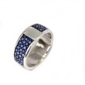 Blue fish leather ring 2