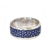 Blue fish leather ring