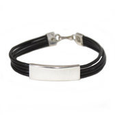 Leather silver curb bracelet