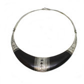Ebony silver torc necklace