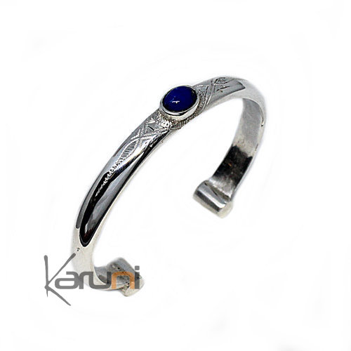 Ethnic Blue Agat Silver Bracelet