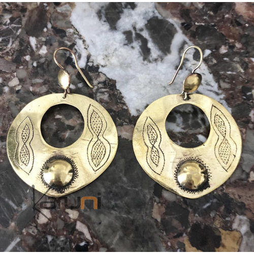 Fulani Bronze Engraved Earrings 5055