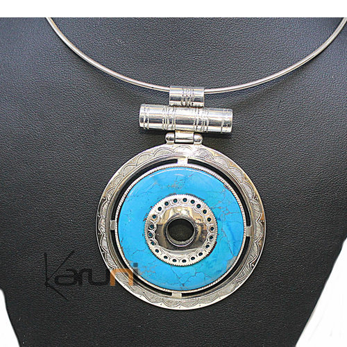 Pendant Necklace Sterling Silver Turquoise 7045c