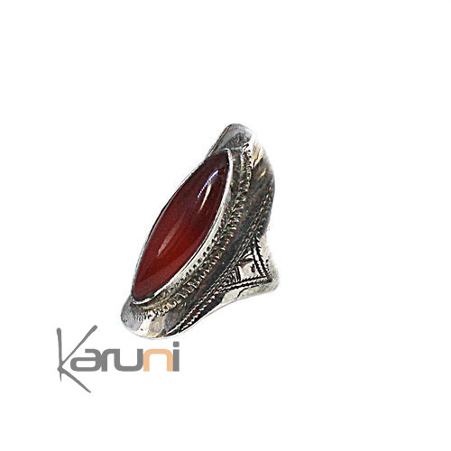 Ethnic Marquise Ring Sterling Silver Jewelry Cornelian 1085