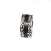 Engraved ebony sterling silver ring