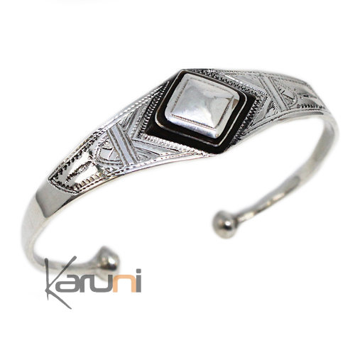 Large Tuareg Cuff Bracelet Silver Ebony Adjustable 3070