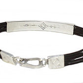 Leather sterling silver bracelet