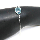Blue glass sterling silver bracelet