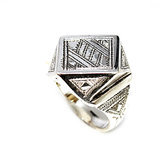 Diamond sterling silver signet ring