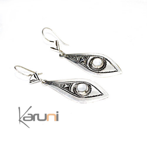 Sterling Silver Earrings Moon Stone 5118 Fish