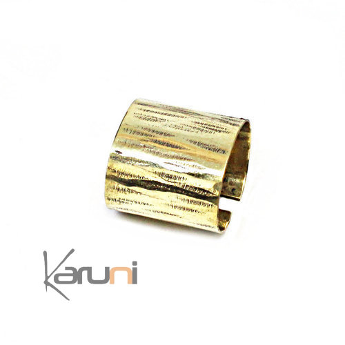 Golden bronze Fulani adjustable striped ring 1147