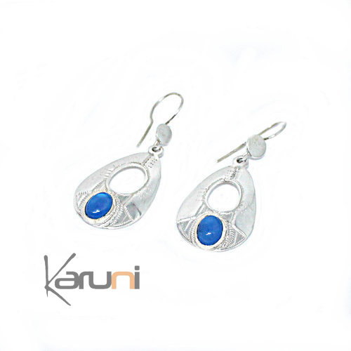 Blue agate round earrings 5145