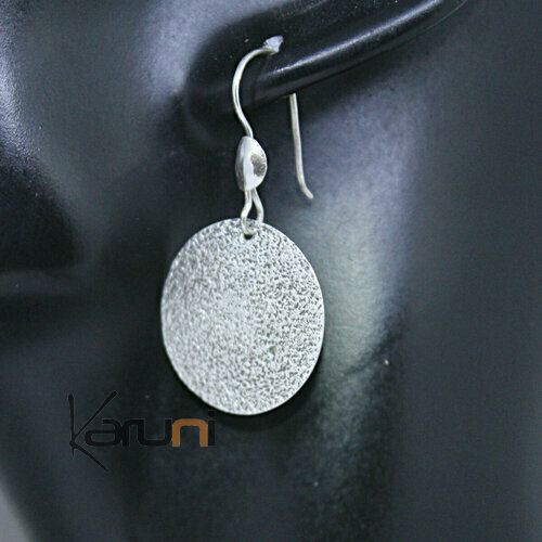 Thin hammered silver earrings 5149