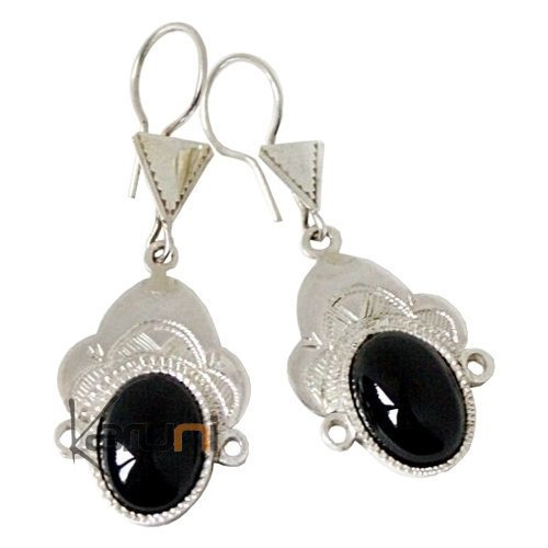 Tuareg goddess earrings silver and black onyx 2