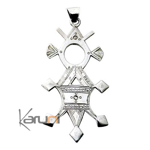 African Southern Cross Necklace Pendant Sterling Silver Ethnic Jewelry from Bilma Tuareg Tribe Design