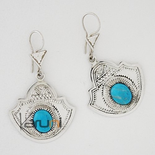 Tuareg earrings silver and turquoise 1
