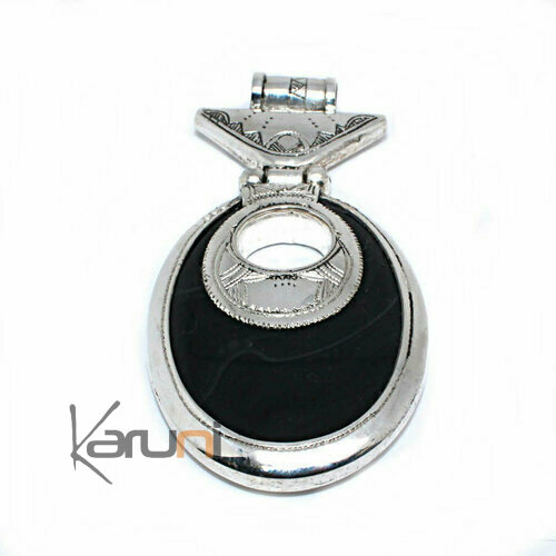 Pendant Sterling Silver onyx Rugb