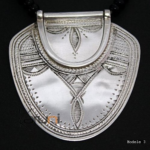 Ethnic Necklace Sterling Silver Jewelry Leaf Tuareg Tribe Design  KARUNI 03