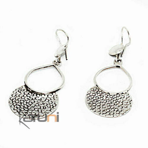 Earrings Engraved Flat Creole Silver 925 Offe