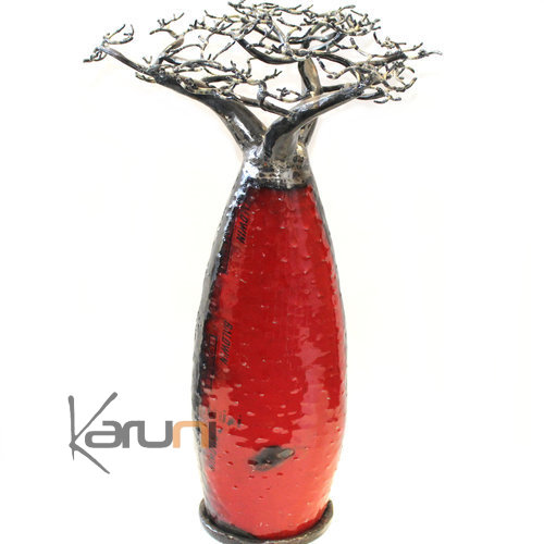 Jewelry Tree Baobab design jewelry holder 60 cm recycled metal Red