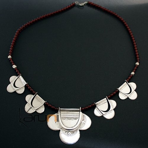 Necklace Sterling Silver  Flower and Beads Tuareg Tribe Design