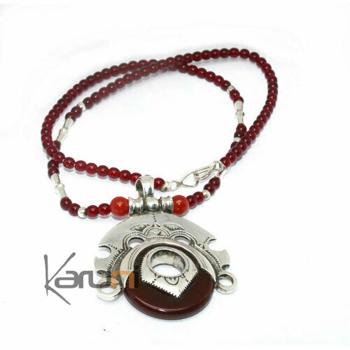 Necklace Pendant Sterling Silver Red Onyx