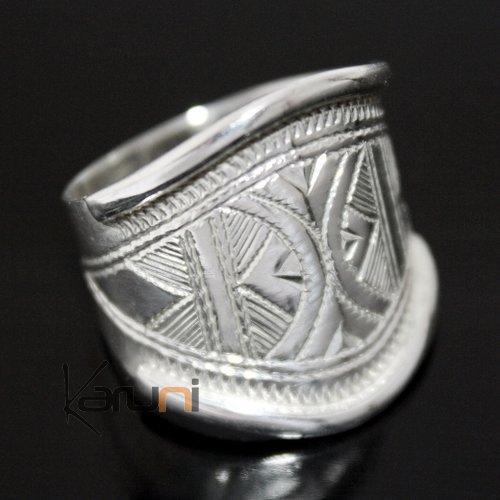 Ethnic Wide Band Ring Sterling Silver Jewelry Engraved Men/Women Tuareg Tribe Design 03
