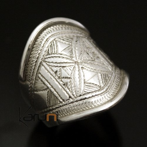 Ethnic Wide Band Ring Sterling Silver Jewelry Engraved Men/Women Tuareg Tribe Design 06