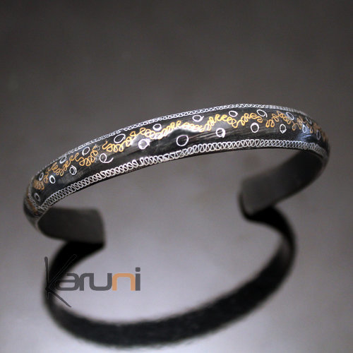 African Bracelet   Silver Horn Bronze Mix Filigree from Mauritania Men/Women 05