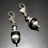 Earrings Sterling Silver  Scalloped Black Onyx Tuareg Tribe Design 15