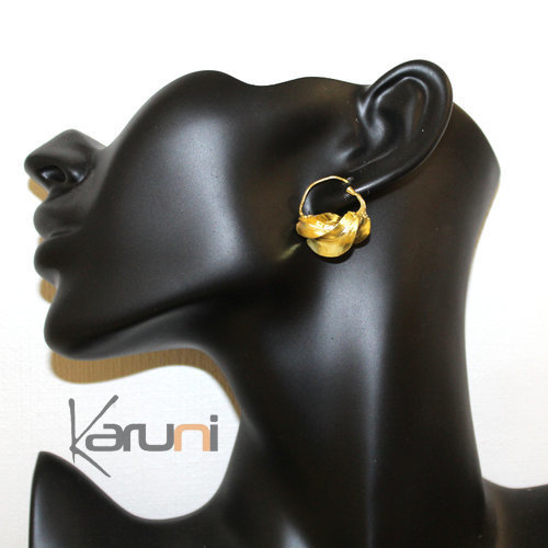 Fulani Earrings Hoops African Ethnic Jewelry Gold Version/Golden Bronze Mali 2 cm/0.8 inches